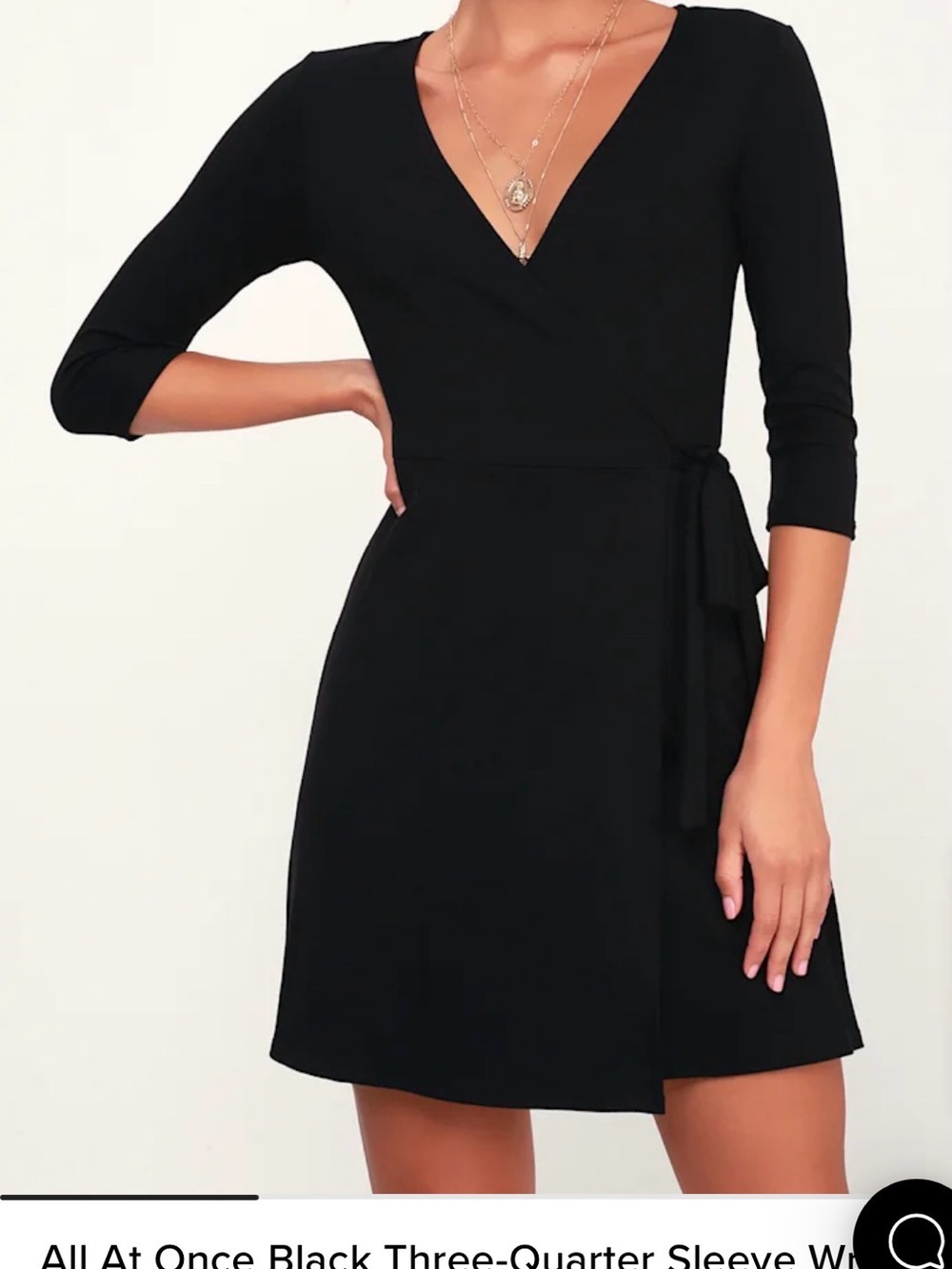 Lulu's Black Wrap Midi Dress with Tie Waist
